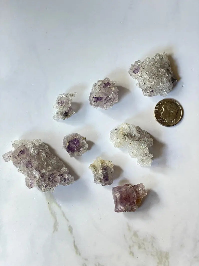 Porcelain Fluorite on Needle Quartz - Yaogangxian, China view 10